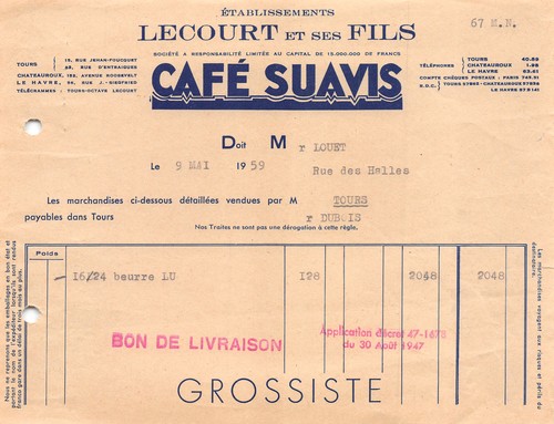 1959 cafe suavis ets lecourt - 1959,
