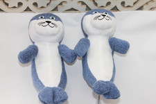 Doudou Peluche  KINDER Phoque Otarie Bleu Blanc 24 Cm LOT DE 2  Neuf