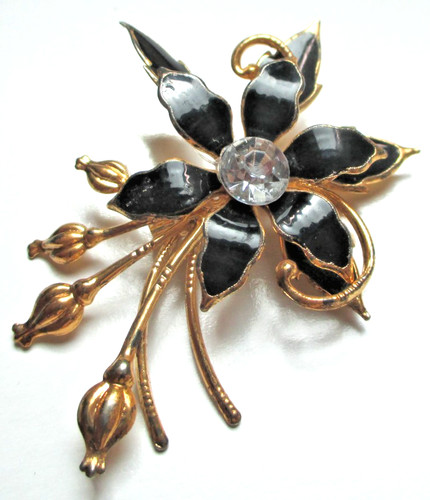 Ancienne broche fleur - , couleur
