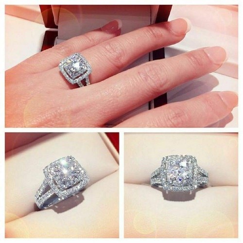Bague fiançailles halo - de,