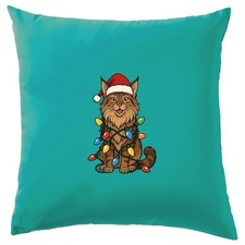 Maine Coon Chien Noël Lumières - Coussin - Chiens Drôle Noël Animal Amour Mignon