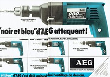 Publicité Advertising 038  1981   AEG (2p)  perceuse Powermatic SB noir & bleu