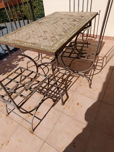 Table chaises fer forgé - table, et