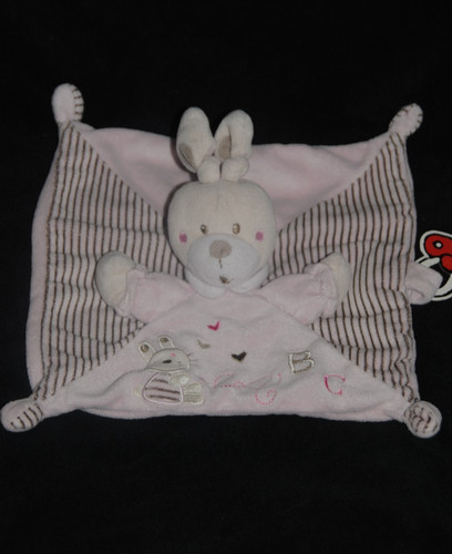 Doudou plat lapin rose abc - 🍀doudou,