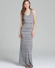 Vince Light Grey Black Striped Space Dye Maxi Dress $175 NWT S