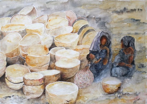 Peinture aquarelle vendeuses - peinture,