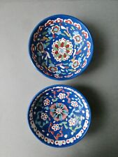 2 coupelles en céramique émaillée, Kutahya, motifs ottoman Iznik, Turquie, An 80