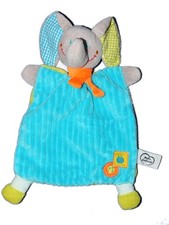 Doudou plat Elephant bleu Vert
