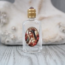 5.7 cm, miniature de parfum vide, bouteille en verre décorée de la Sainte Vierge