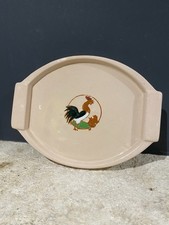 Petit Plateau/Plat Ancien Signé Longwy Décor Coq