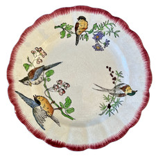 Assiette ancienne HB & Cie Choisy le Roi Oiselets faïence terre de fer oiseaux