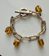 Bracelet breloque verre jaune cube, Biche de Bere, vintage, numéroté