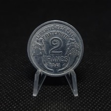 2 francs France 1941 - Morlon en aluminium, TB+,  sous pochette