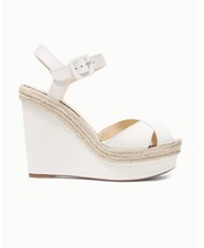 Christian Louboutin Almeria 120 Snow White Leather Platform Wedge Sandal Heel 40