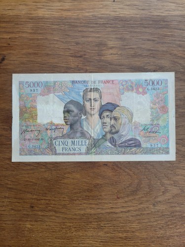 France billet ancien 5000 cinq - france,