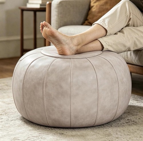 Unstuffed ottoman pouf faux - ottoman,