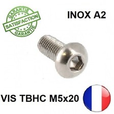 10 VIS M5 x 20 MM TBHC BTR TETE BOMBEE HEXAGONALE CREUSE INOX A2 ISO 7380
