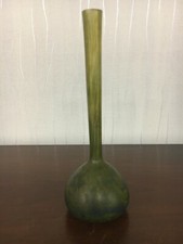 1 vase vert jaune soliflore pâte de verre Delatte Nancy