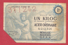France  Billet  Matiere  1 kilog Acier ordinaire 1942 OFFA - Endossé FECAMP