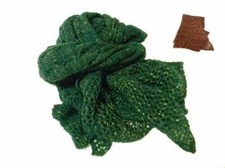 Grande Cape Vert Ou Bordeaux Étole Laine Perforé avec Inserts Fils Or