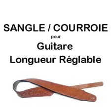 Sangle Guitare Similicuir Couleur Marron Longueur de 82 / 141 CM REGLABLE