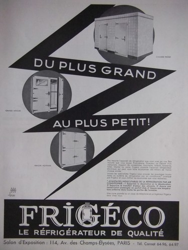 Publicité 1933 frigéco - publicitÉ, le