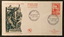 ENVELOPPE FDC 1er JOUR 1958 JB CARPEAUX 20+8 Frcs DE MUNIER VALENCIENNES 59 NORD