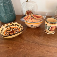 Bol Breton HENRIO QUIMPER  Décors Fleurs Huguette + ramequin QUIMPER + coquetier