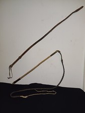 Ancien fouet bois torsadés & lanière cuir tressée  / Cravache Cuir 