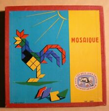 Ancien Jeu Construction Bois Jura Castor, MOSAIQUE, Ref 680, France Jeu Vintage 