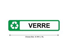 Sticker panneau RECYCLAGE VERRE poubelle de tri 10cm(S) - 30cm(XL) autocollant