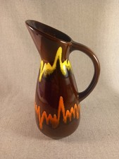 Ancien pichet en céramique Poet Laval signé "Maryse", cruche multiolore