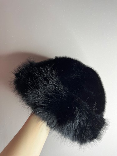 Bonnet noir fausse fourrure - noir,