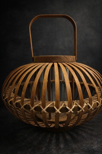 Lanterne bambou avec verre - en,