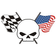 Sticker plastifié SKULL USA Buell Harley-Davidson - 11cm x 6,5cm