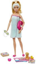 Barbie Bien-être Coffret Journée au Spa avec poupée Blonde, Figurine Chiot et...
