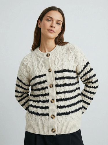 Cardigan sean crème noir - crème, et
