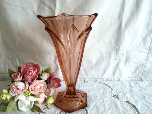 Vase semi cristal rose irisé