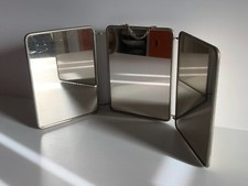 Ancien  Miroir de barbier  triptyque avec chainette vintage An 50's