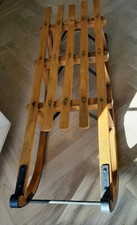 Luge Davos ancienne en bois vintage, grande taille 35x101cm, entièrement rénovée