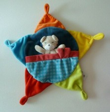 *. DOUDOU PLAT ETOILE NICOTOY OURS LIT BLEU VERT ORANGE JAUNE ROUGE POCHE TBE
