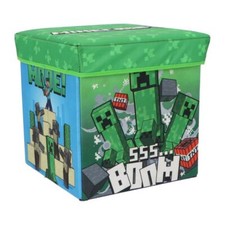 Pouf Coffre de rangement à jouets Minecraft chambre enfant banc Faces Heroes mal