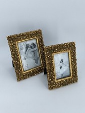 Beau cadre en bois résine doré motif floral en relief (roses)