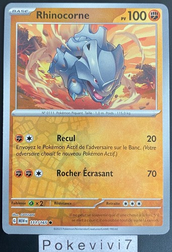 Carte pokemon rhinocorne - carte,