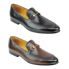 Hommes Classique Poli Véritable Cuir Cheval Bit Mors Mocassins Smart Chaussures