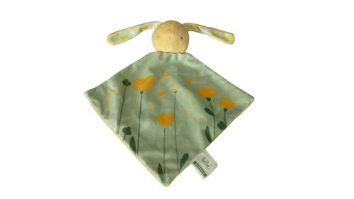 Doudou lapin plat marron vert