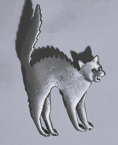 Broche chat métal argenté