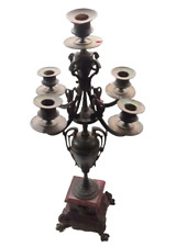 French bronze marble alabaster candle holder  antique 19th candelabra