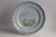 Émile GALLÉ Assiette faïence Canards Toujours des cancans (62707)