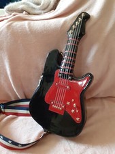 Original Grand Sac A Main Guitare Electrique Plastique Noir Et Rouge